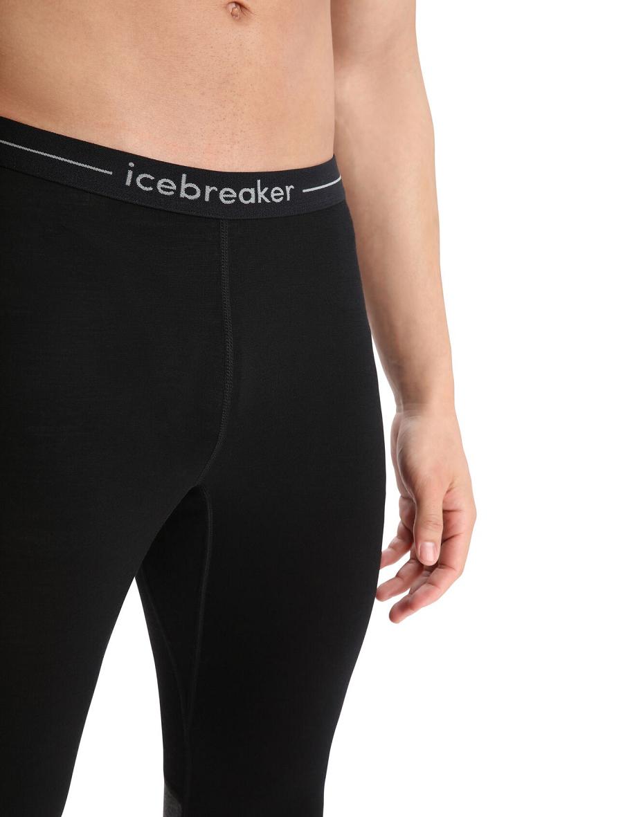 Icebreaker 200 ZoneKnit™ Merino Leggings Miesten Base Layers Mustat | FI 1341QMAZ